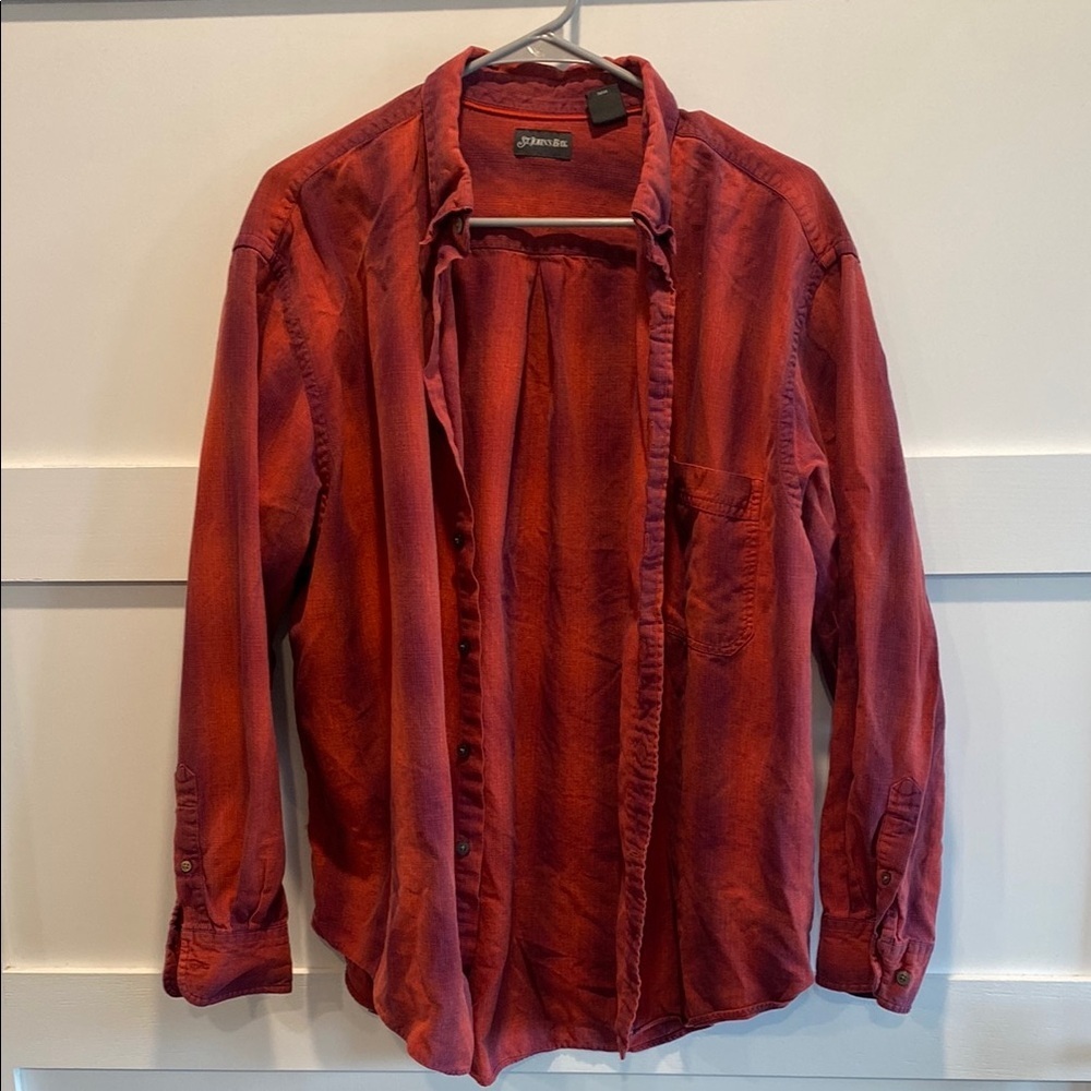 St. John’s Bay Red and Purple Button-Up Shirt Size XL